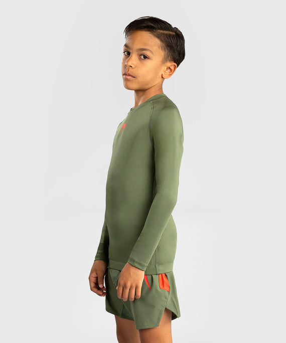 Venum Rashguard Contender Kids – Langarm – Armeegrün/Orange