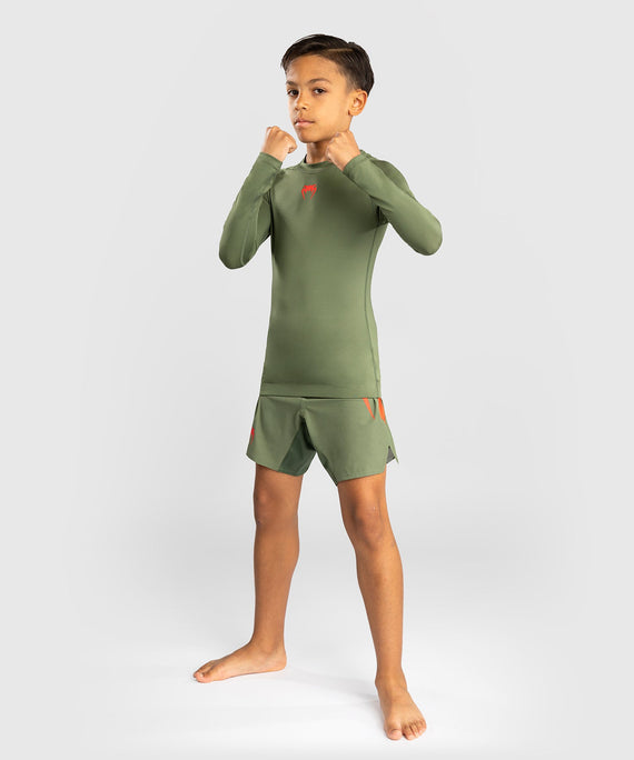 Venum Rashguard Contender Kids – Langarm – Armeegrün/Orange