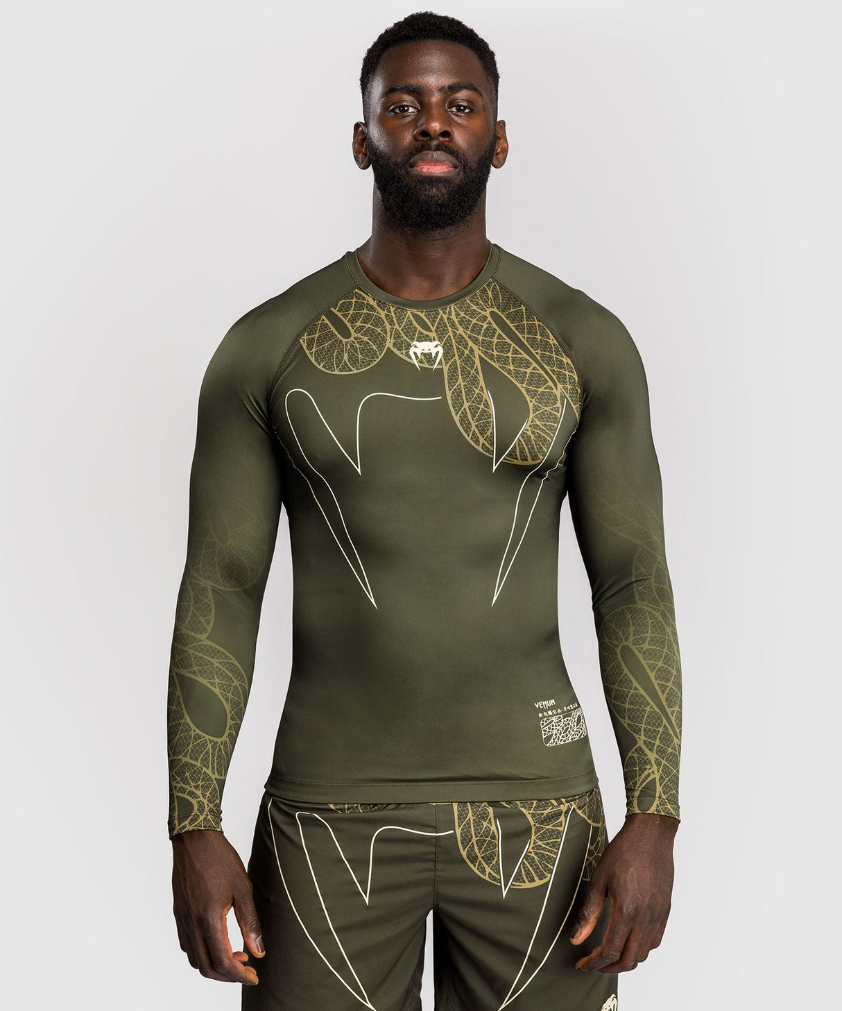 Venum Rashguard Langarm Serpenti - Khaki Grün