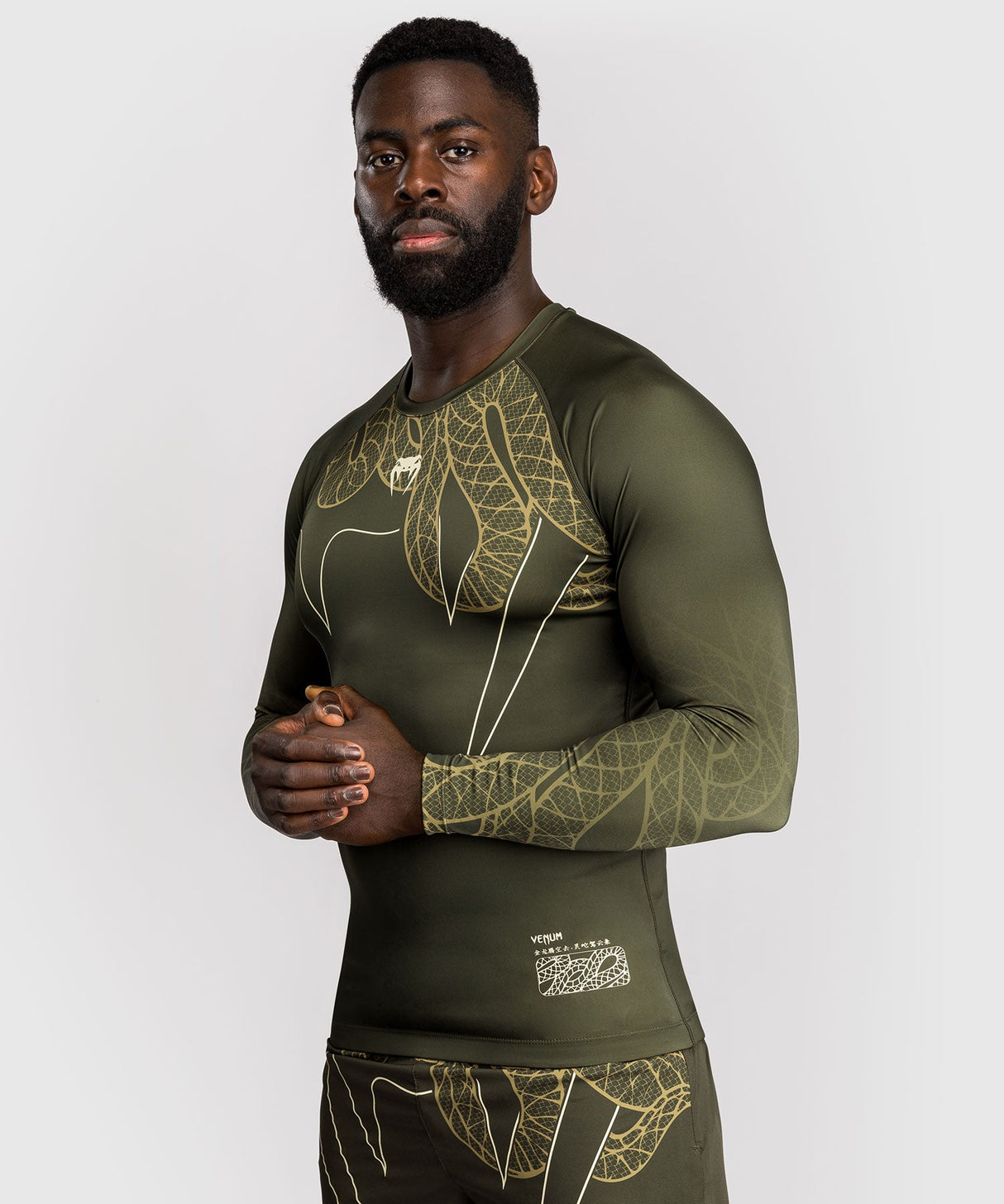 Venum Rashguard Langarm Serpenti - Khaki Grün