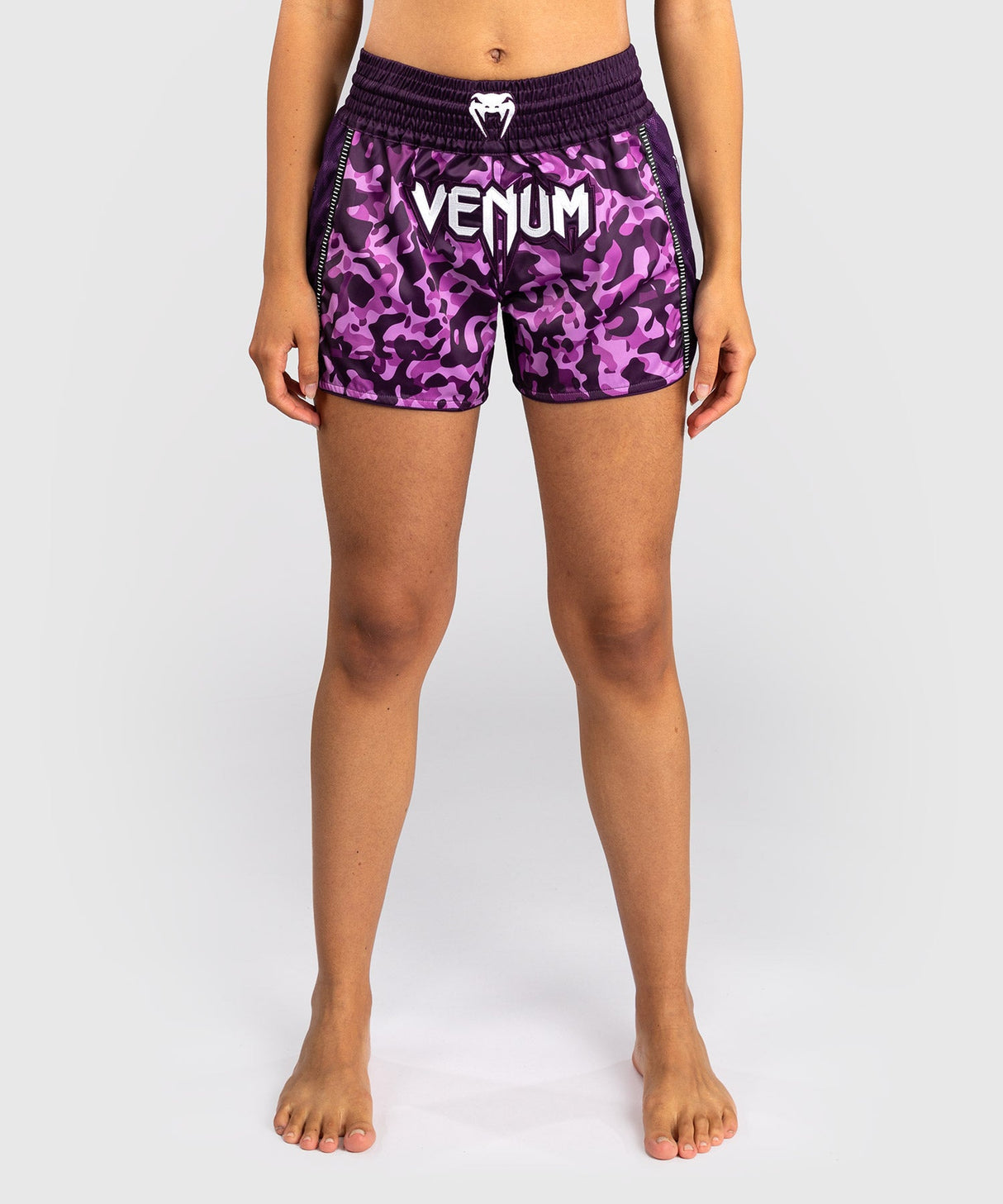 Venum Muay-Thai-Shorts Iris – Lila/Camo-Rosa