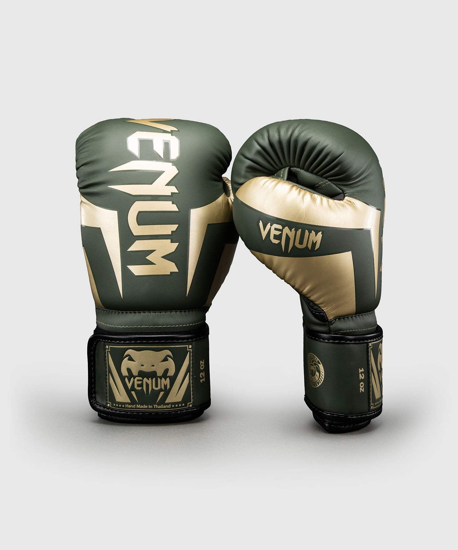 Venum Boxhandschuhe Elite – Khaki-Grün/Gold