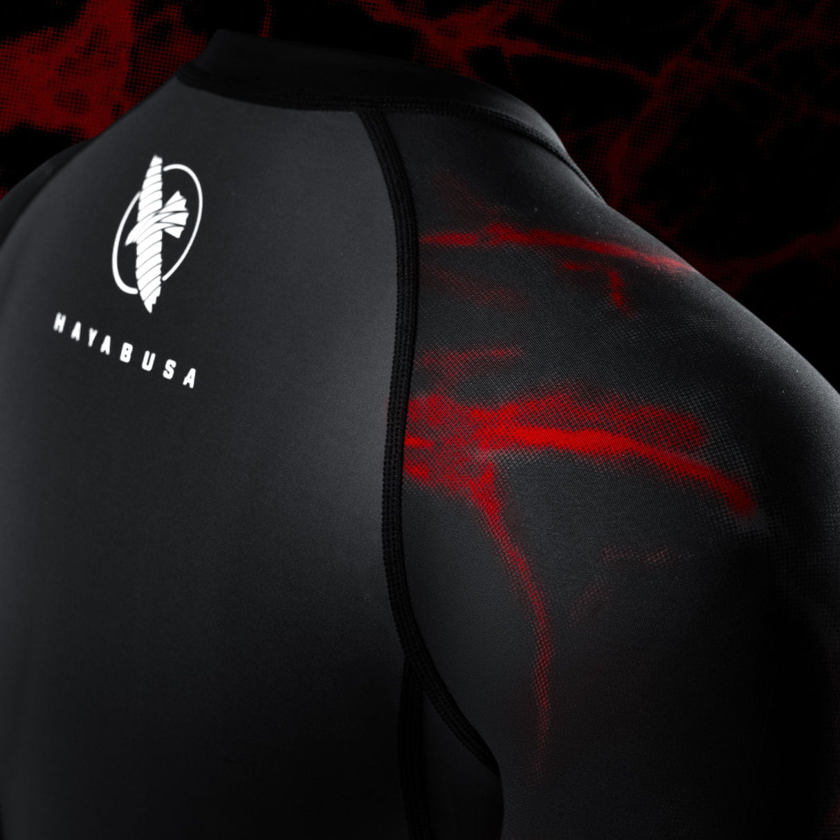 Hayabusa x UFC BJJ Rashguard Kurzarm Damen - Schwarz/Rot