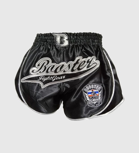 Booster Muay Thai Shorts Retro Slugger 3 - Schwarz/Silber - The Fight Company Deutschland