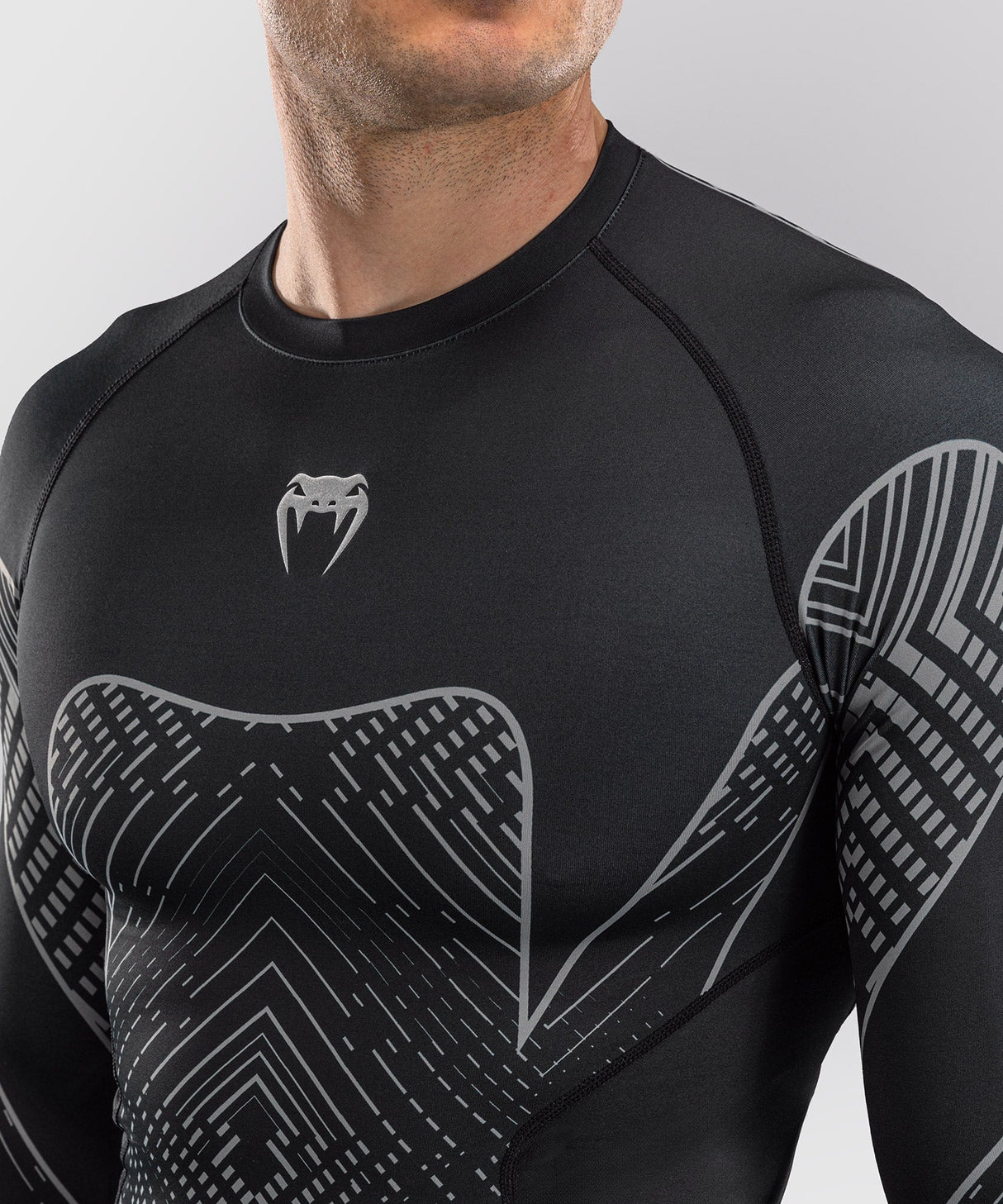 Venum Rashguard Midnight Fury Lange Mouwen - Schwarz/Grau/Silber