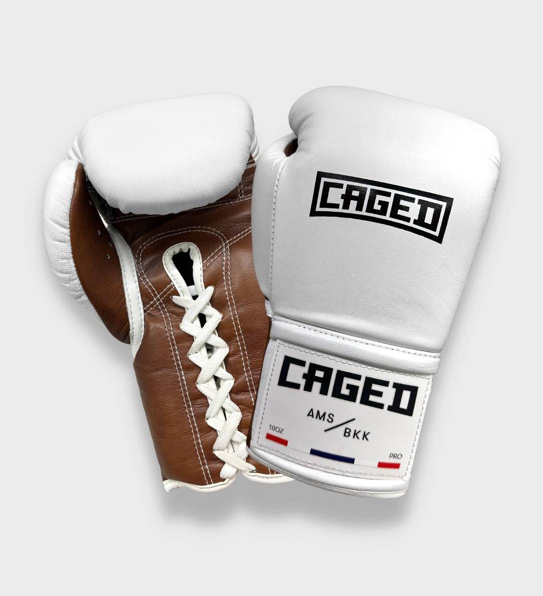 Caged Boxhandschuhe Classic 2.0 Schnürung - Weiss/Braun - The Fight Company Deutschland