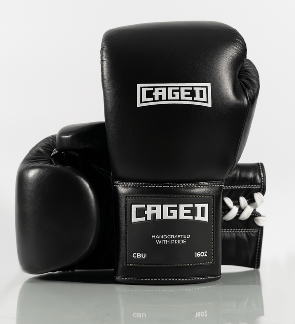 Caged Boxhandschuhe 'X' Series Schnürung - Schwarz/Weiss