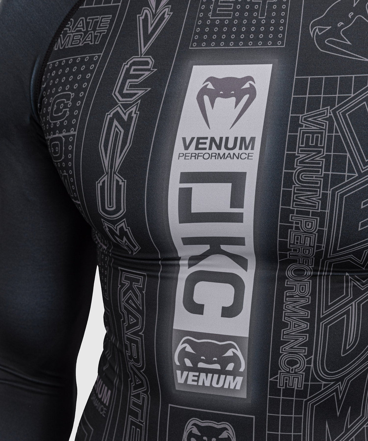 Venum Rashguard Karate Combat Lange Mouwen - Schwarz/Grau