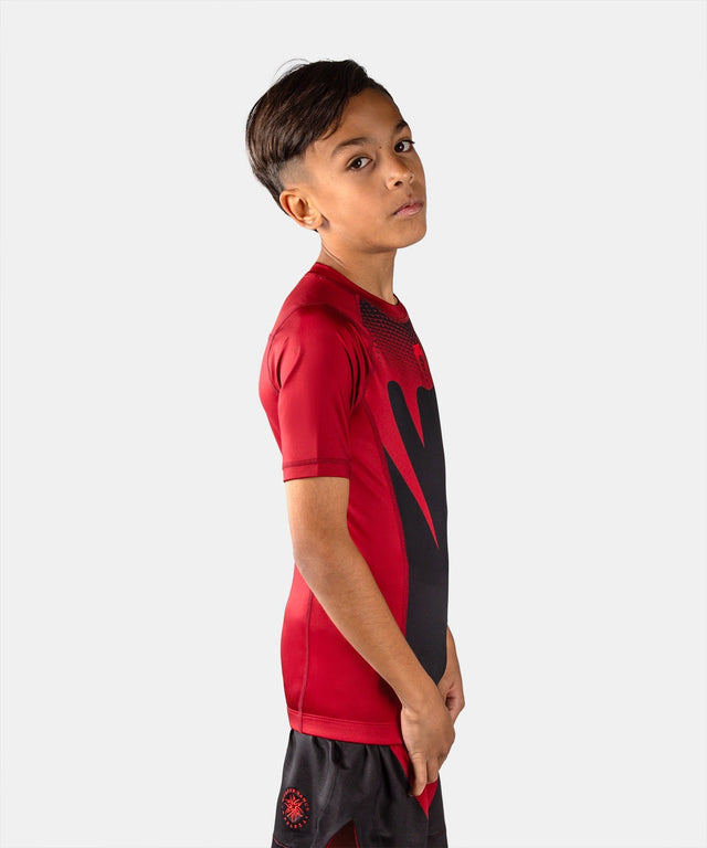 Venum Rashguard Attack Kurzarm Kinder - Schwarz/Rot