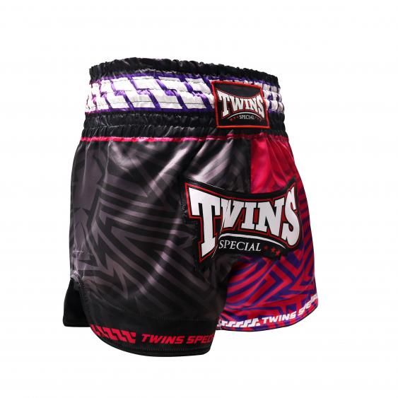 Twins Muay Thai Shorts TTBL Maze – Schwarz/Pink