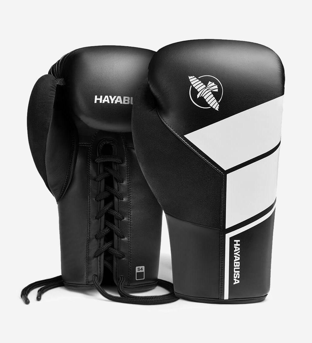 Hayabusa Boxhandschuhe S4 Schnürung - Schwarz/Weiss - The Fight Company Deutschland