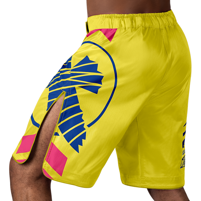 Hayabusa MMA-Shorts Icon Lang - Gelb/Blau/Rosa