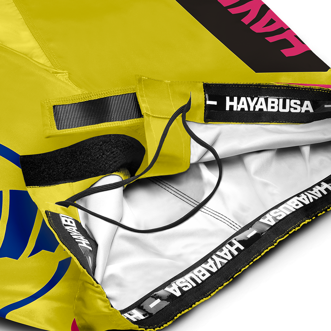 Hayabusa MMA Shorts Icon Lang - Geel/Blauw/Roze