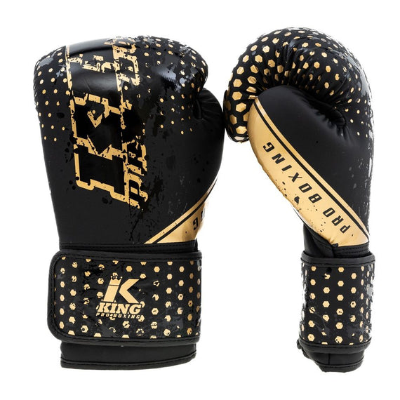 King Pro Boxing Boxhandschuhe Kids Hexagon - Schwarz/Gold