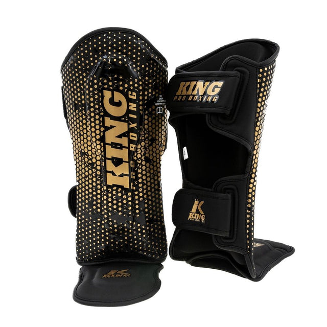 King Pro Boxing Schienbeinschoner Kids Hexagon - Schwarz/Gold
