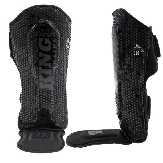 King Pro Boxing Schienbeinschoner Kids Hexagon - Schwarz/Schwarz