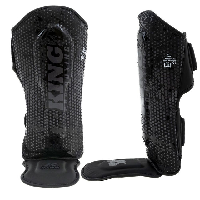 King Pro Boxing Schienbeinschoner Kids Hexagon - Schwarz/Schwarz