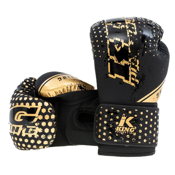 King Pro Boxing Boxhandschuhe Kids Hexagon - Schwarz/Gold