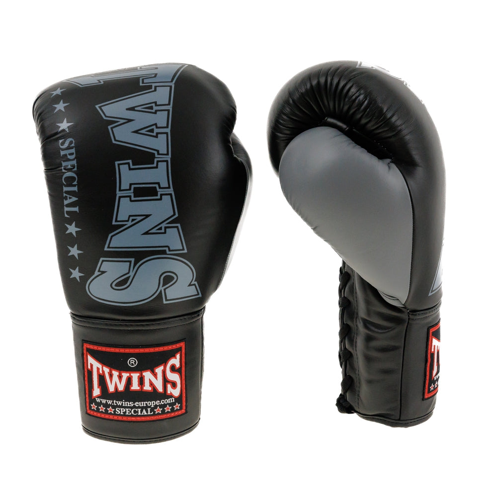 Twins Boxhandschuhe BGLL8 mit Schnürung – Schwarz/Grau