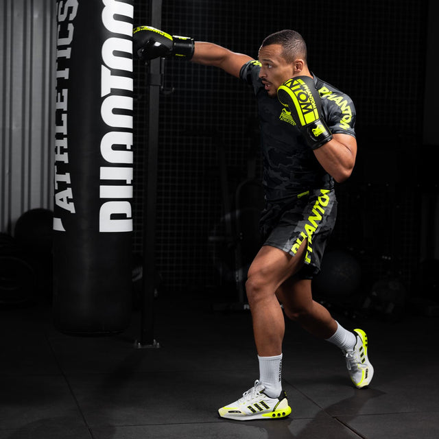 Phantom Athletics MMA Shorts EVO Neon - Schwarz Camo/Neon