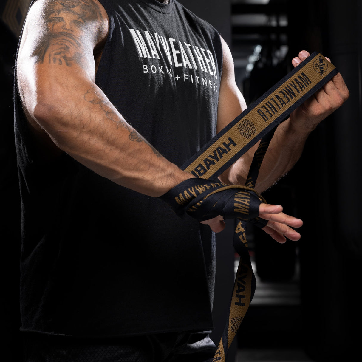 Hayabusa x Mayweather Bandages Deluxe - Zwart/Goud