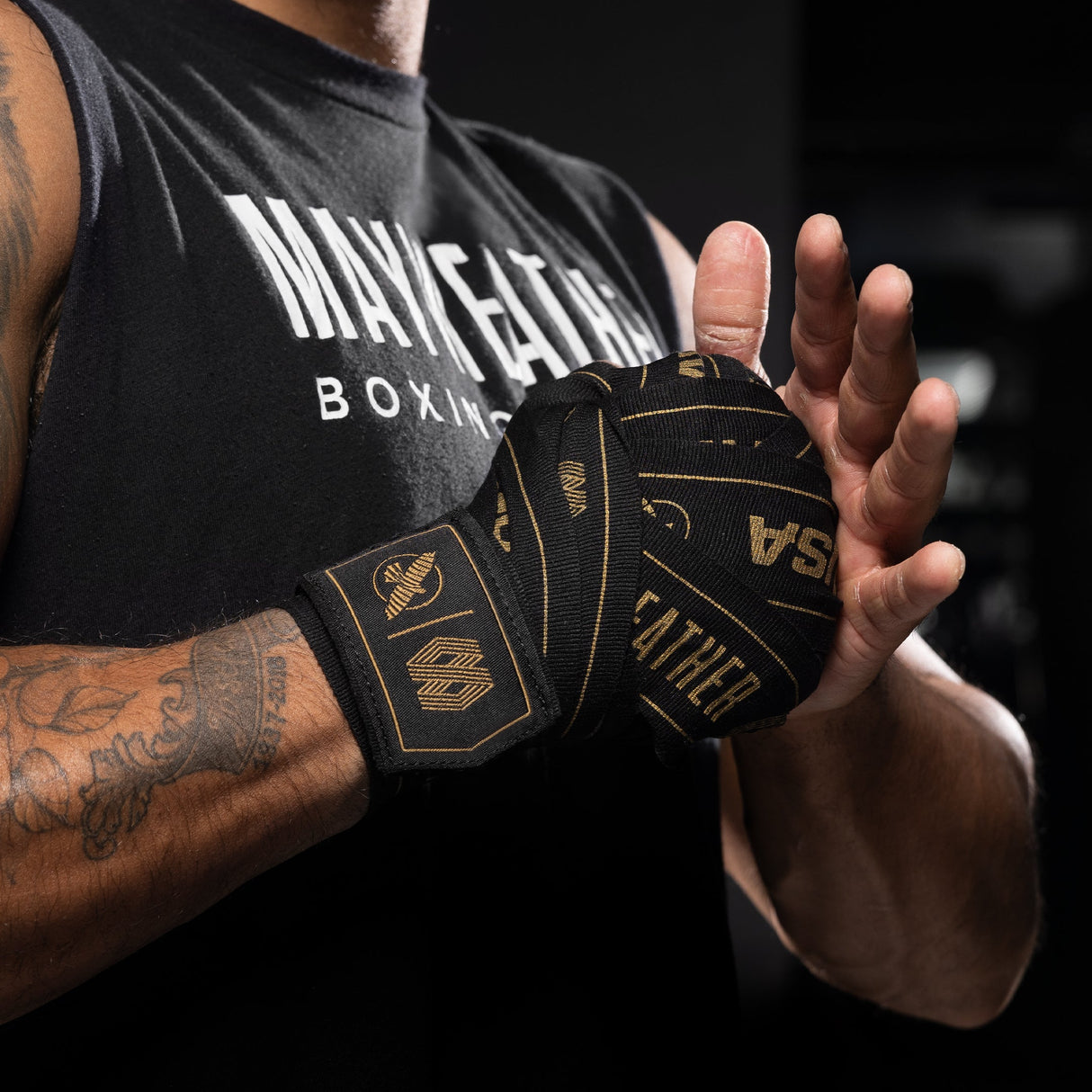 Hayabusa x Mayweather Bandages Stretch - Zwart/Goud