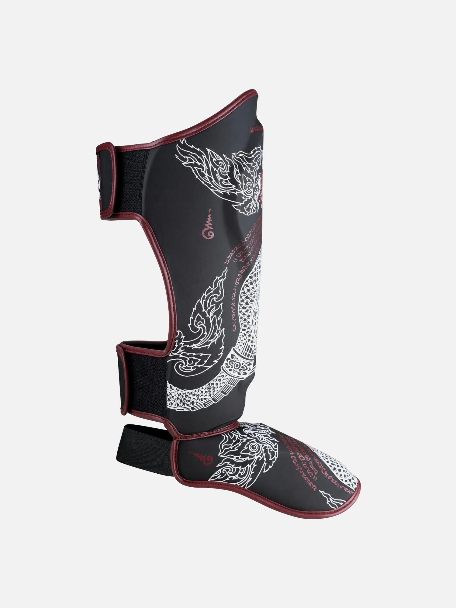 8 WEAPONS Schienbeinschoner Sak Yant Naga - Schwarz/Bordeaux