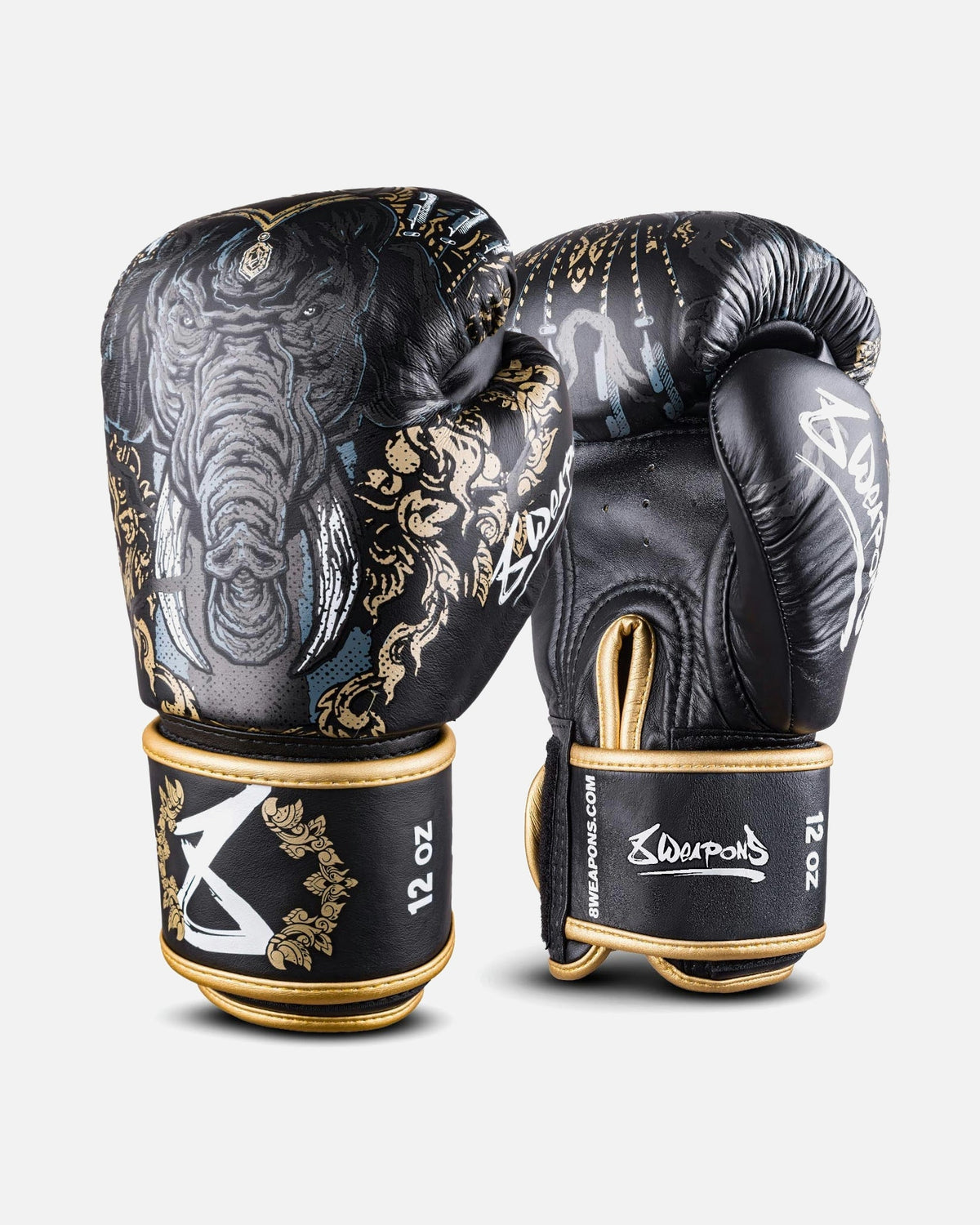 8 WEAPONS Boxhandschuhe Three Elephants 2.0 - Schwarz/Gold