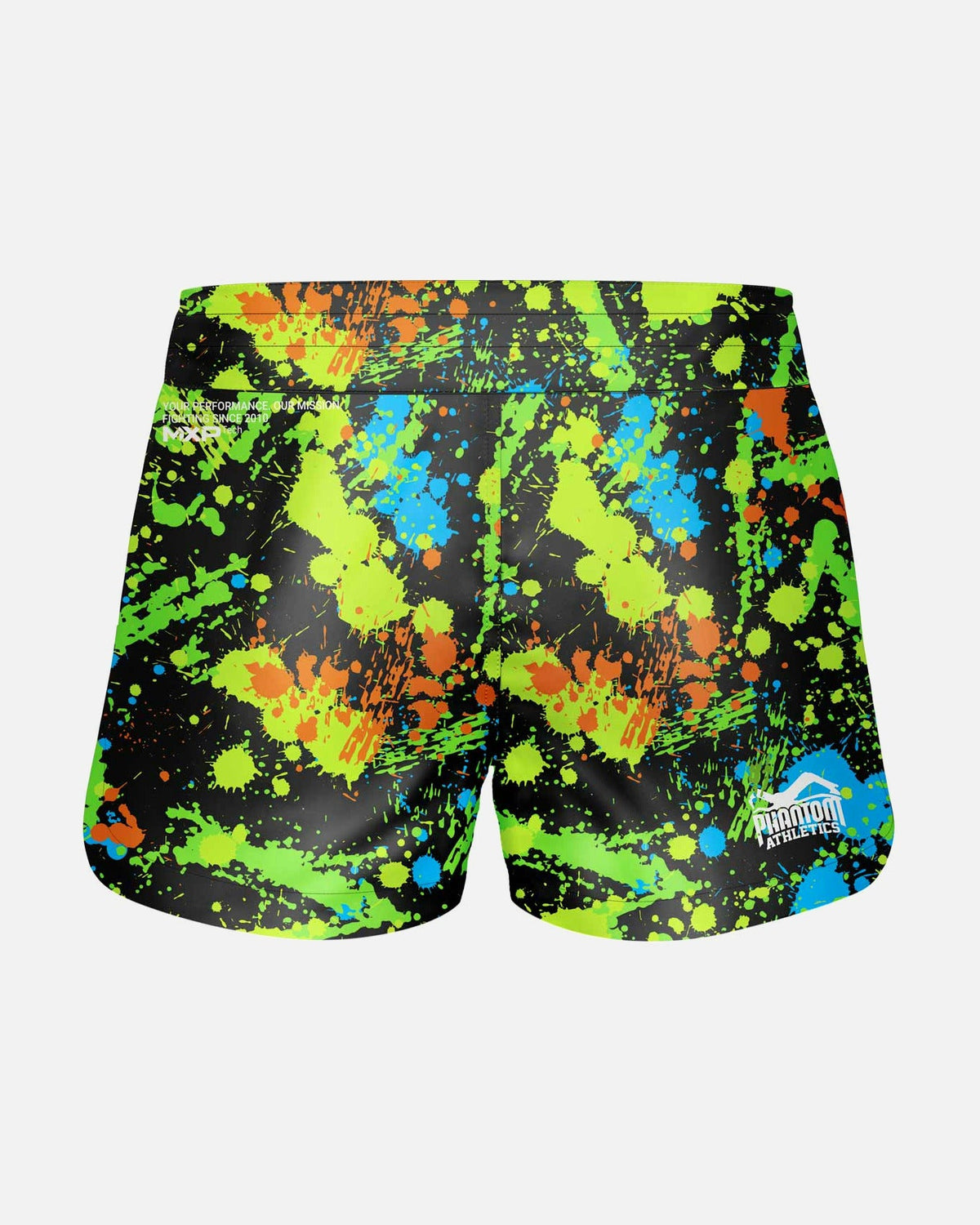 Phantom Athletics MMA Shorts Fusion Splatter - Schwarz/Neon