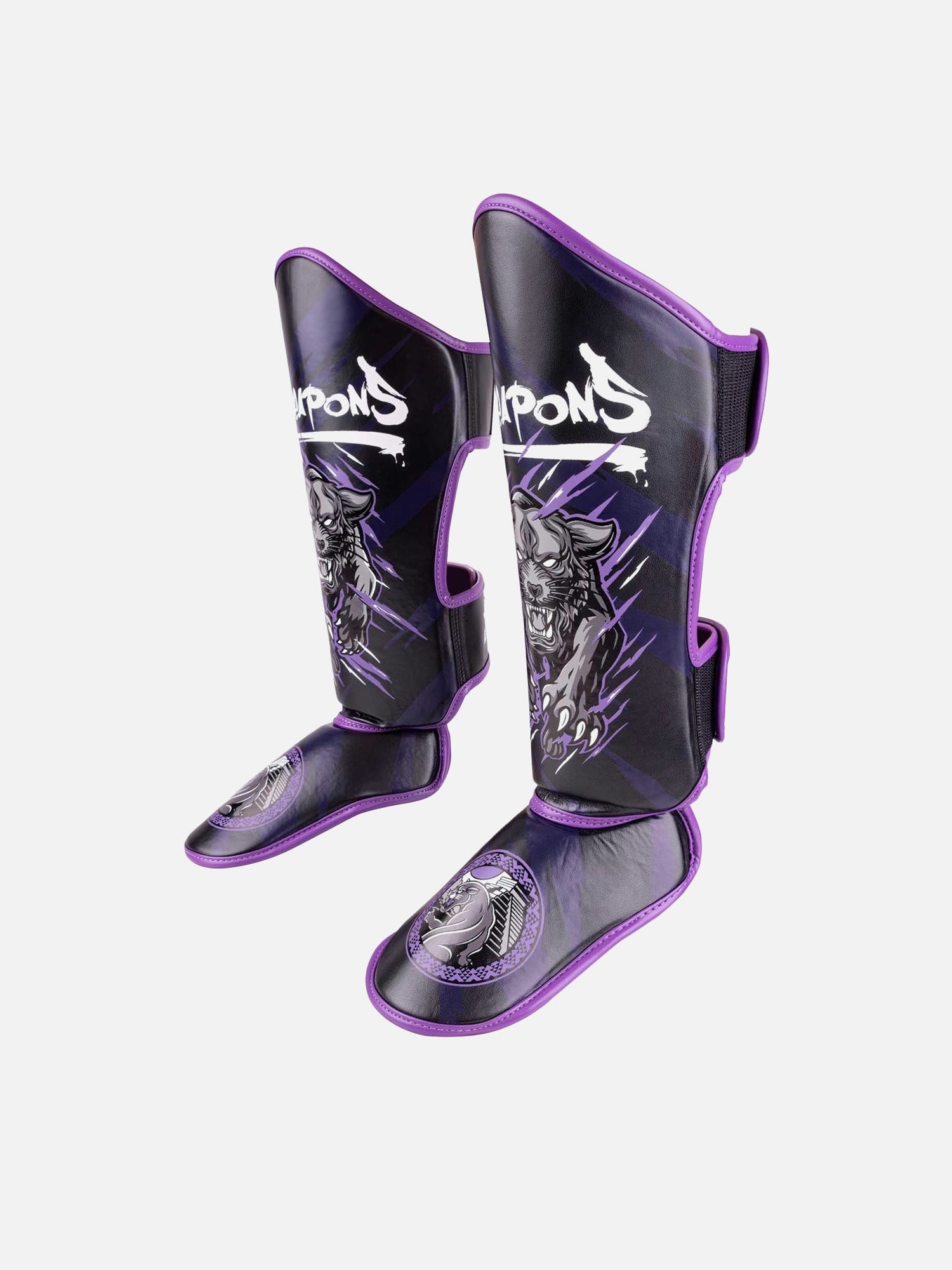 8 WEAPONS Schienbeinschoner Beastial Panther - Schwarz/Lila
