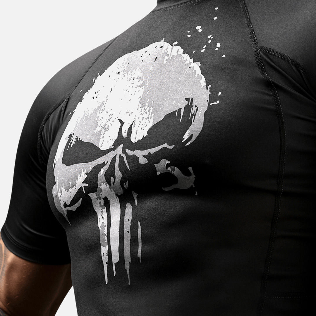 Marvel Hayabusa x Marvel Rashguard The Punisher Kurzarm - Schwarz