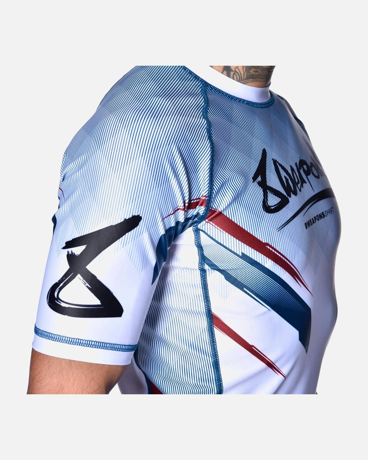 8 WEAPONS Rashguard Shift - Weiß/Navy/Rot