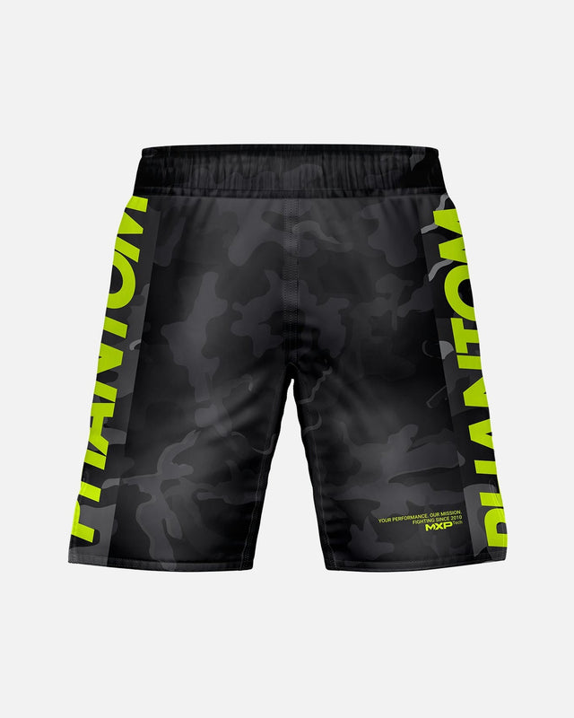 Phantom Athletics MMA Shorts EVO Neon - Schwarz Camo/Neon