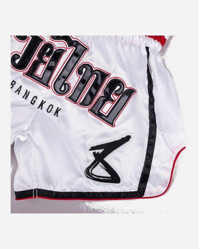 8 WEAPONS Muay-Thai-Shorts Bangkok - Weiß/Schwarz