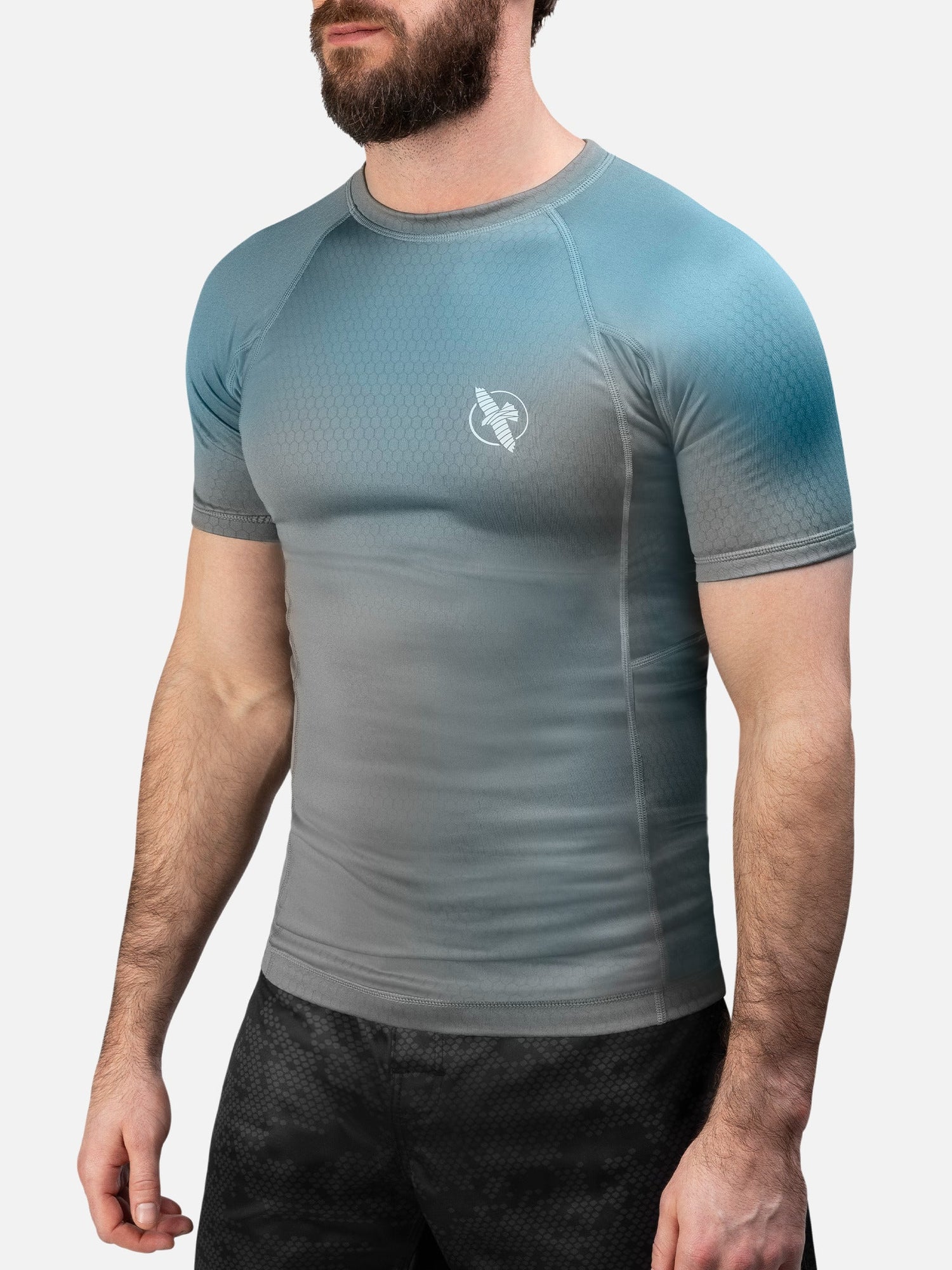Hayabusa Rashguard Fusion Kurzarm - Grau/Aqua