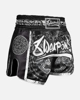 8 WEAPONS Muay Thai Shorts Carbon Sak Yant Tigers - Schwarz