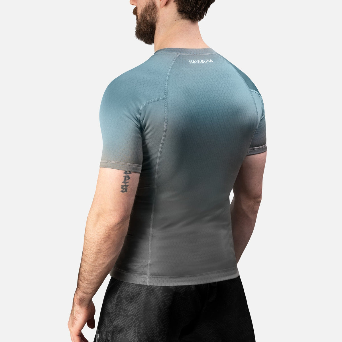 Hayabusa Rashguard Fusion Kurzarm - Grau/Aqua
