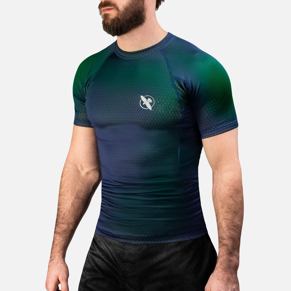 Hayabusa Rashguard Fusion Kurzarm - Blau/Grün