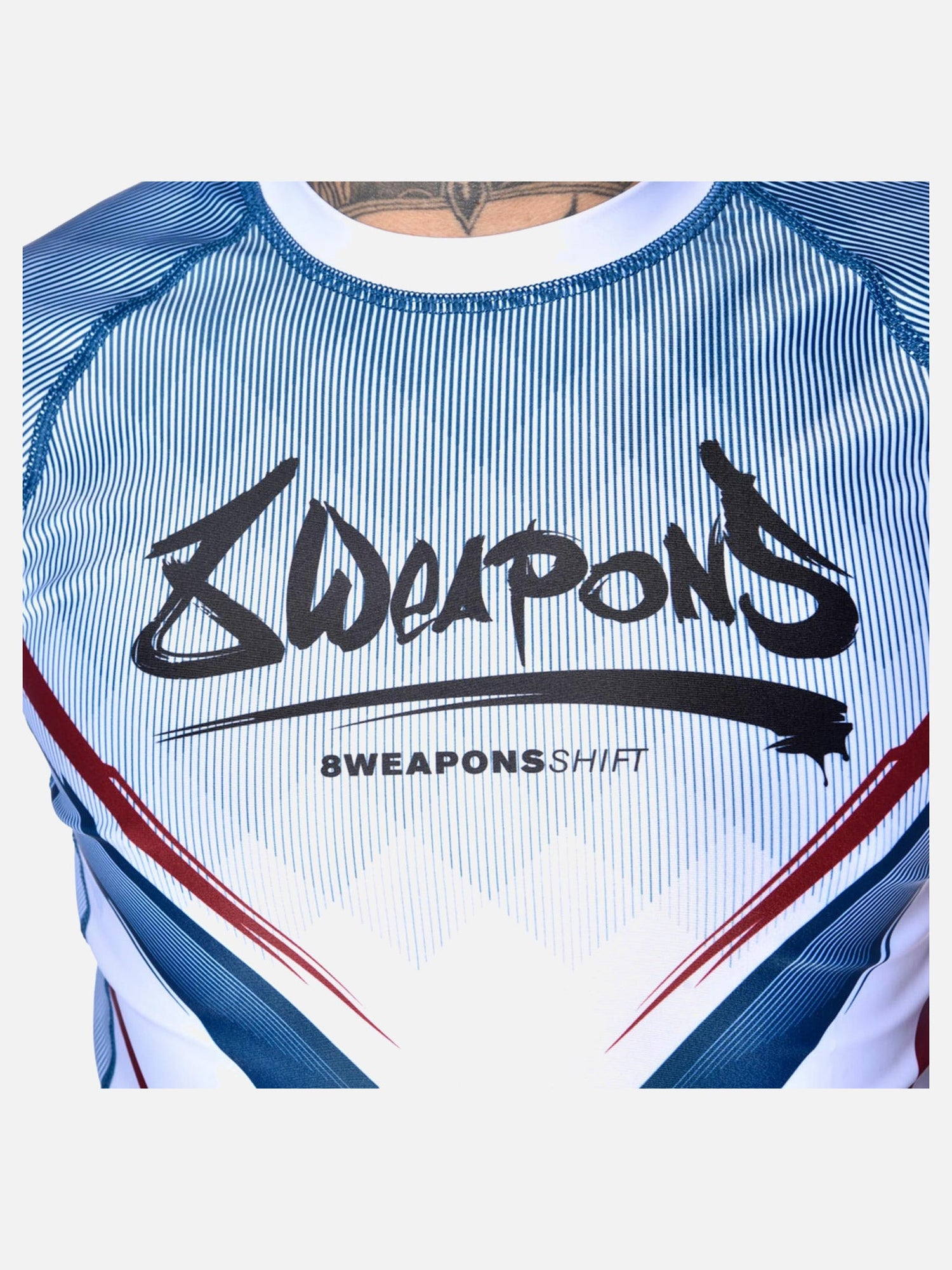 8 WEAPONS Rashguard Shift - Weiß/Navy/Rot