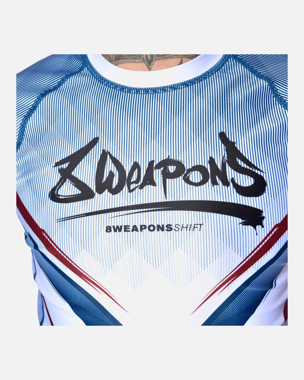 8 WEAPONS Rashguard Shift - Weiß/Navy/Rot