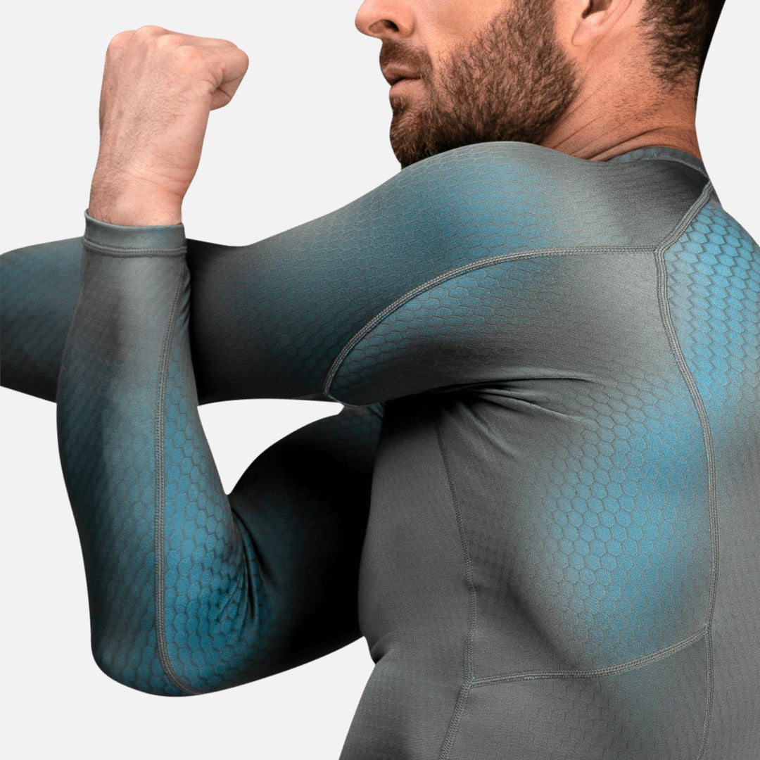 Hayabusa Rashguard Fusion Lange Ärmel - Grau/Aqua