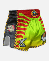 8 WEAPONS Muay-Thai-Shorts Jurassic - Neon Grün/Blutrot