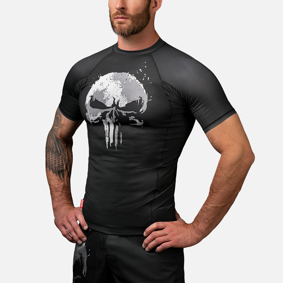 Marvel Hayabusa x Marvel Rashguard The Punisher Kurzarm - Schwarz