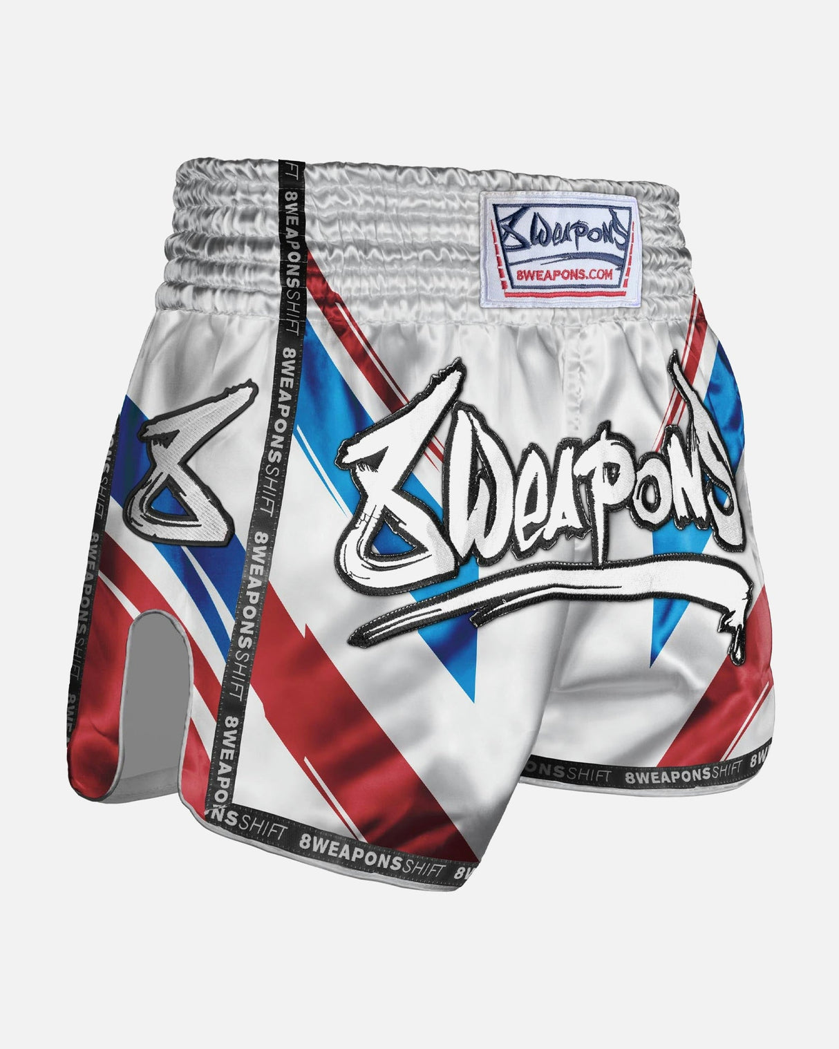 8 WEAPONS Muay Thai Shorts Shift - Weiß/Navy/Rot