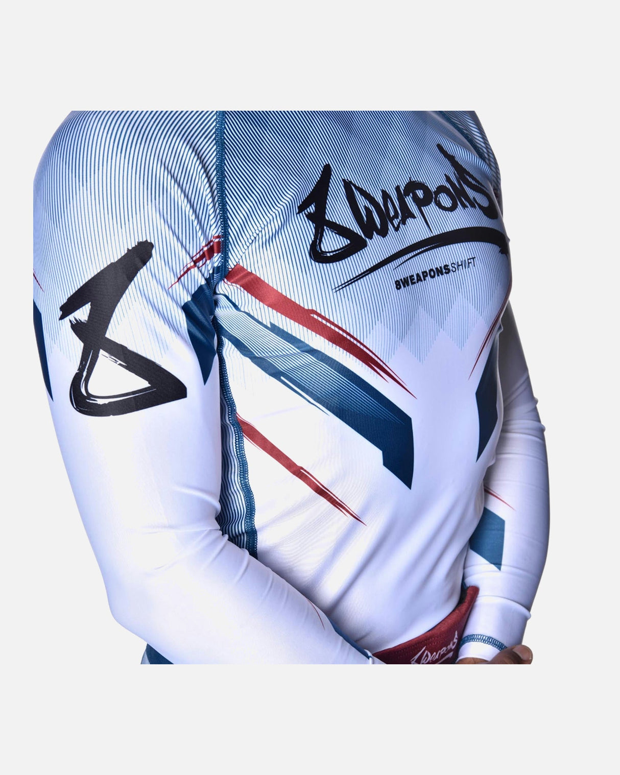 8 WEAPONS Rashguard Shift - Weiß/Navy/Rot
