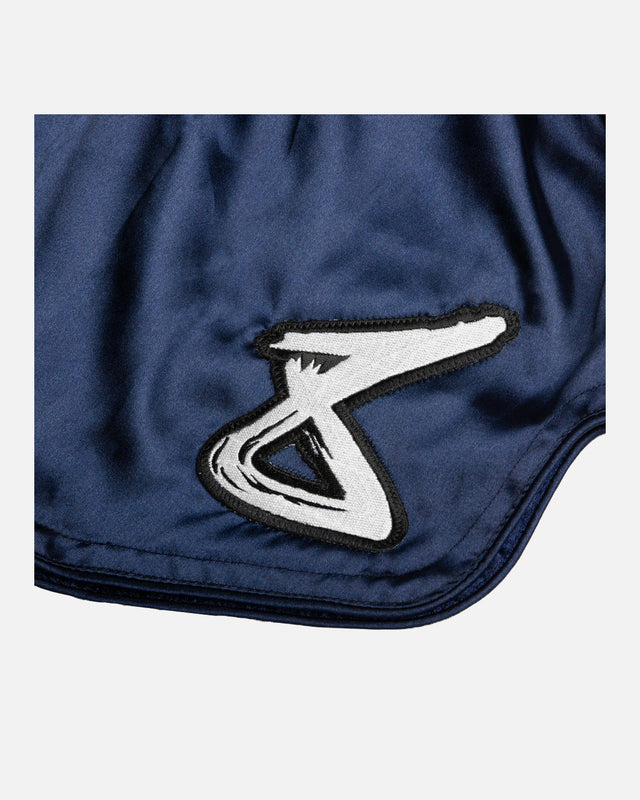 8 WEAPONS Muay-Thai-Shorts Strike - Dunkelblau/Weiß
