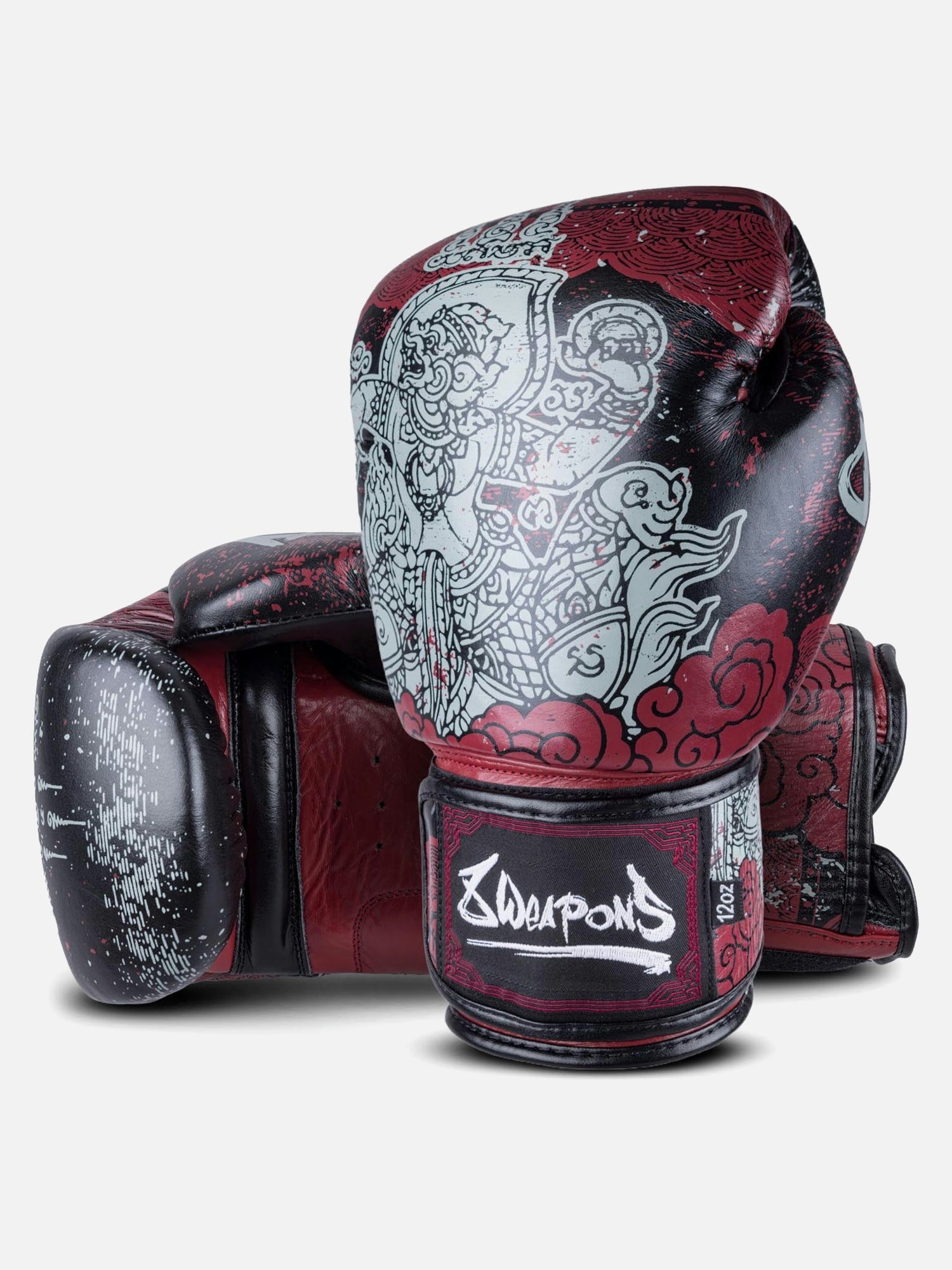 8 WEAPONS Boxhandschuhe Hanuman Yant - Schwarz/Rot
