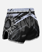 8 WEAPONS Muay-Thai-Shorts 8 Ways Yant - Schwarz/Silber