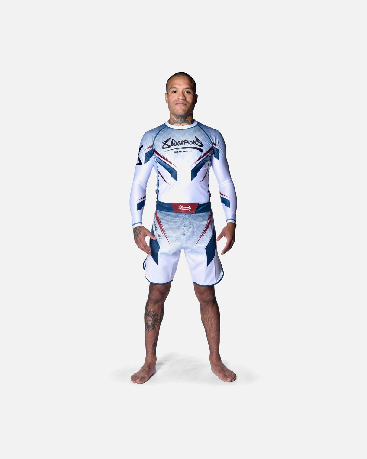 8 WEAPONS Rashguard Shift - Weiß/Navy/Rot