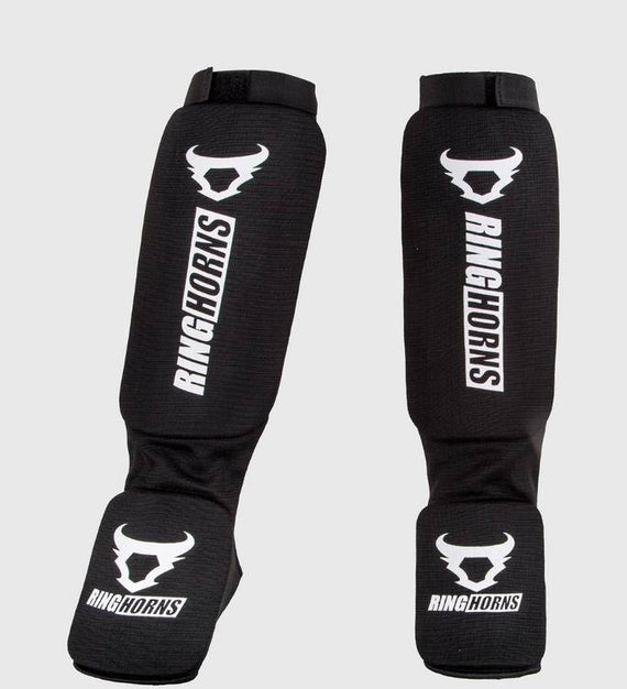 Ringhorns Kickboks Scheenbeschermers Kontact - Zwart/Wit - The Fight Company Deutschland
